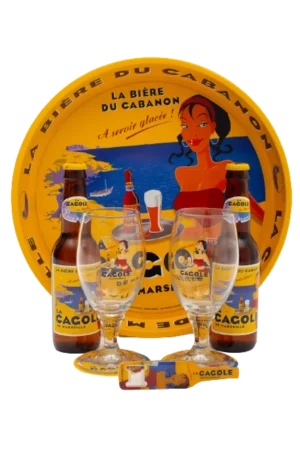 Coffret cadeau, bières, plateau, verres - La Cagole