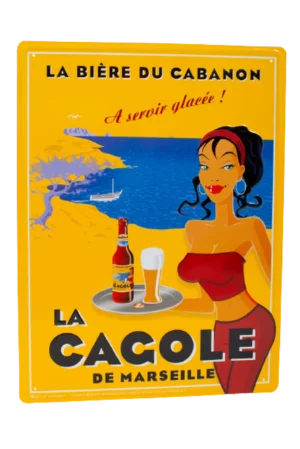 Grande plaque - poster - Femme tenant un bière devant la mer - La Cagole