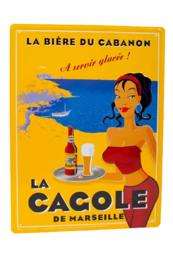 Grande plaque - poster - Femme tenant un bière devant la mer - La Cagole